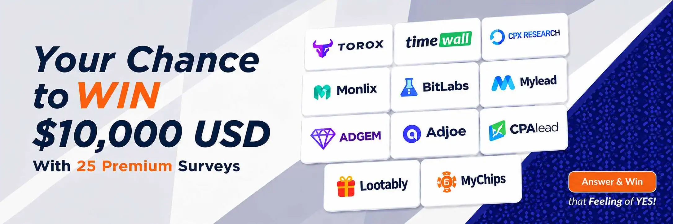 Your chance to win $10,000 USD with 25 premium surveys